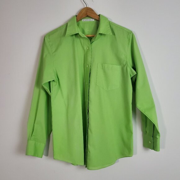 Foxcroft Women's Button Up Top 10 Green Coastal Grandma Business Casual Work - Picture 1 of 11